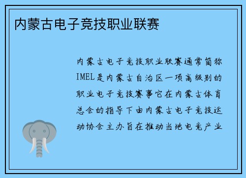 内蒙古电子竞技职业联赛